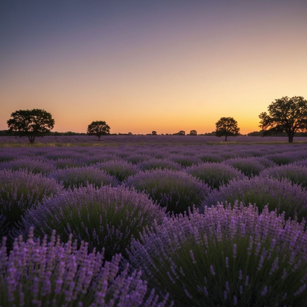 Lavendel veld bij zonsondergang